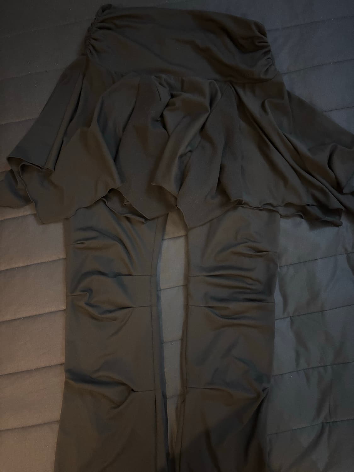 팬시클럽 언발란스 스커트 레이어드 핀턱 팬츠 블랙 상품이미지2