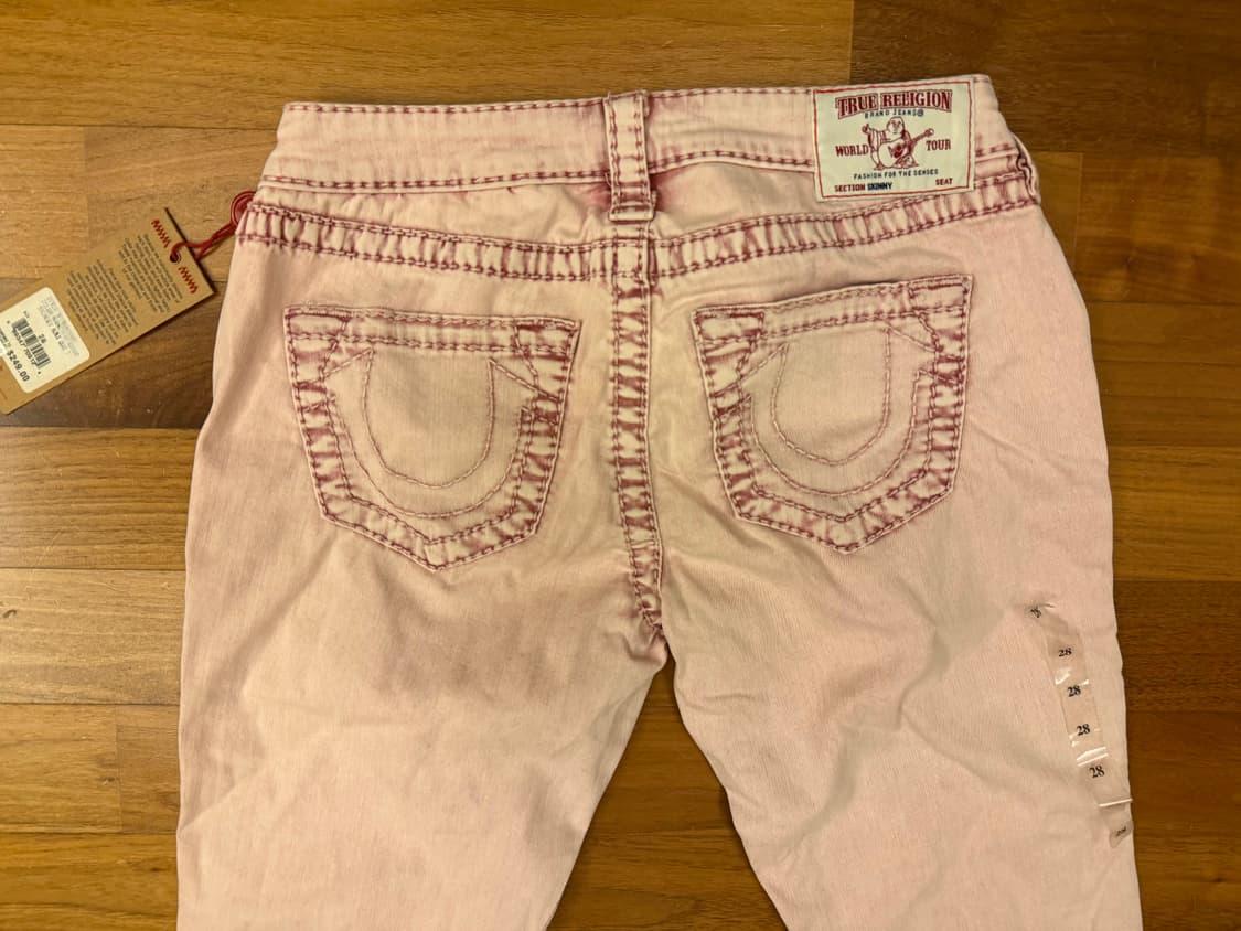 TrueReligion 트루릴리전 딸기우유색 스키니 바지 상품이미지1