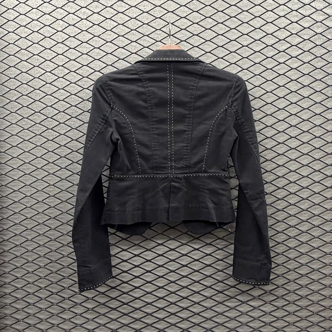 아르마니 익스체인지 헤비코튼 데님 블레이저 자켓 유니크 라펠 스티치 라인 상품이미지3