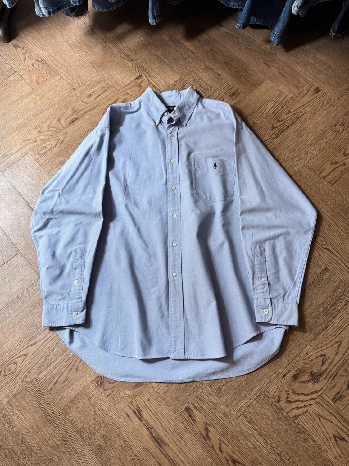 [L]90's 폴로 랄프로렌 BIG SHIRT 스카이블루 옥스포드 셔츠 상품이미지1