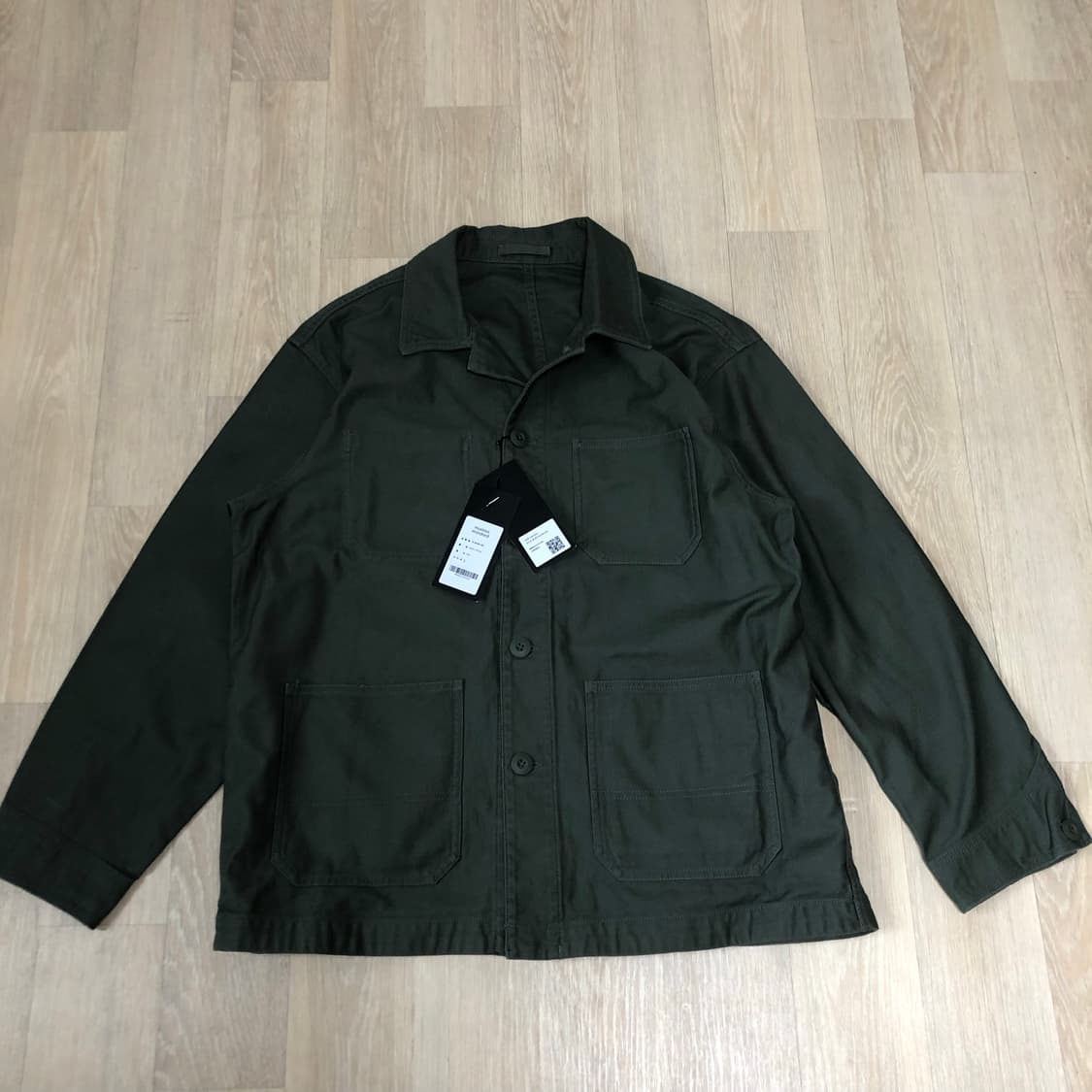 (M) 새상품 무탠다드 코튼 백사틴 초어 워크 자켓 카키 올리브 상품이미지1