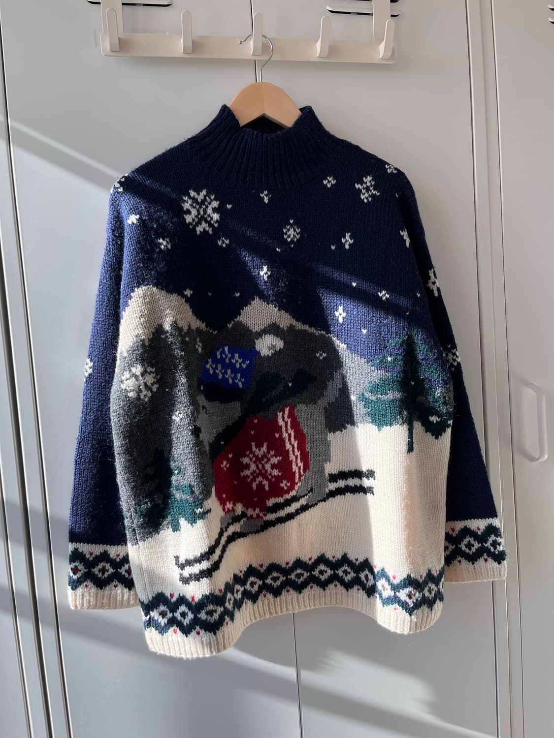 (Rare) 90' 폴로 랄프로렌 눈꽃 썰매 강아지 울니트  상품이미지3