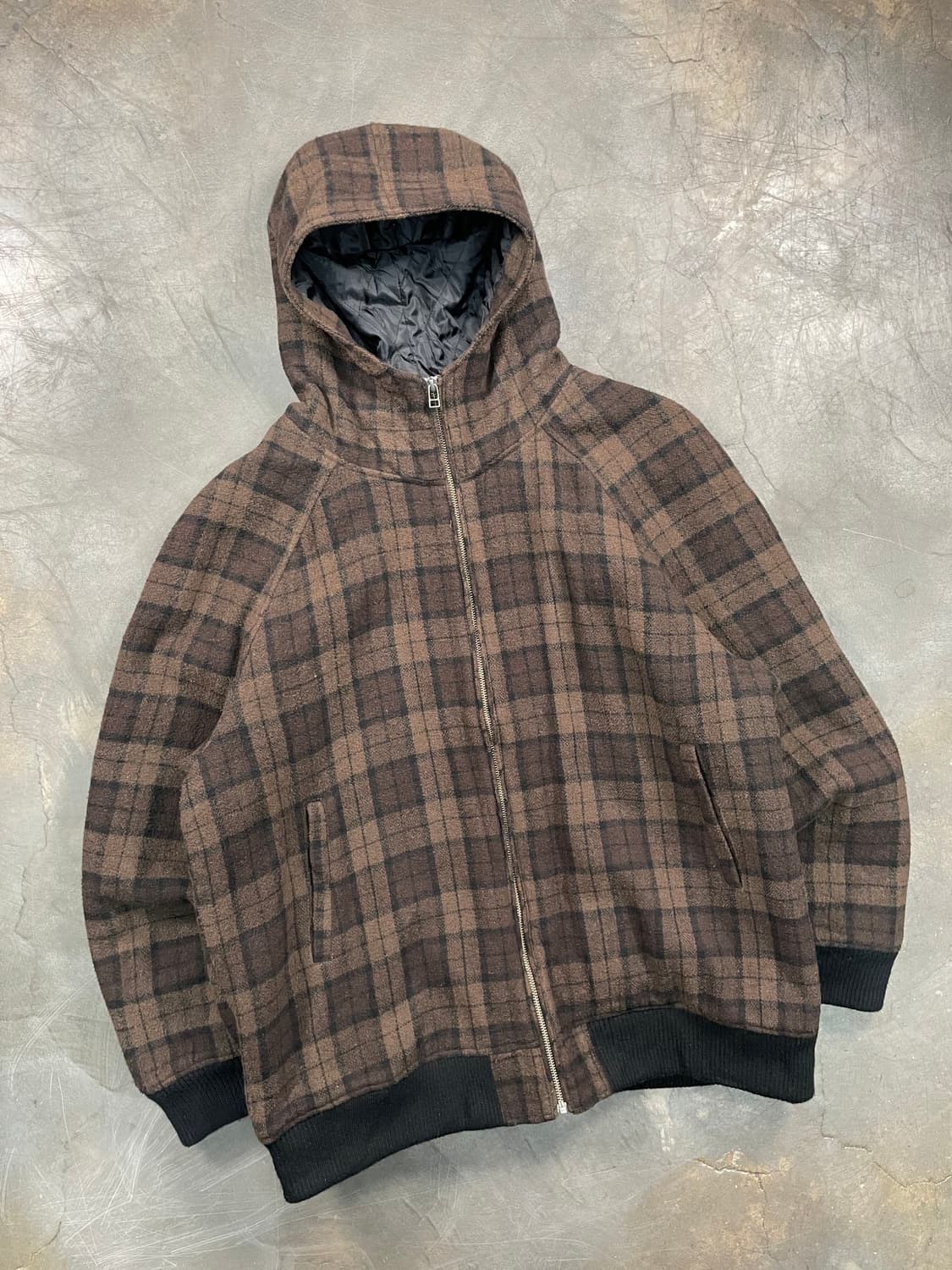 칸사이진 체크 플란넬 후드 자켓 상품이미지2