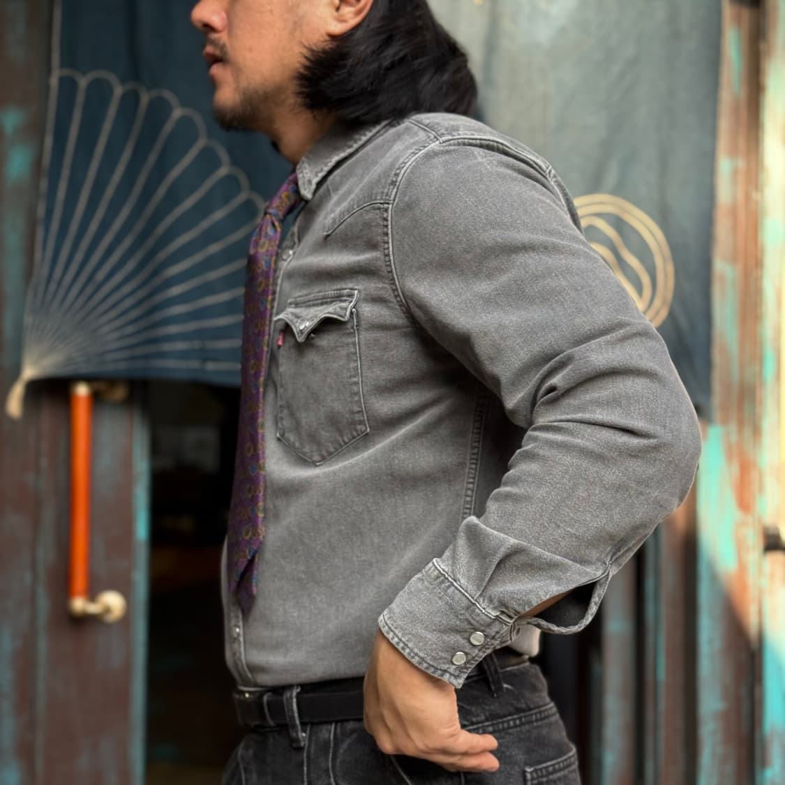 리바이스 흑청 데님 웨스턴 셔츠 M 상품이미지8