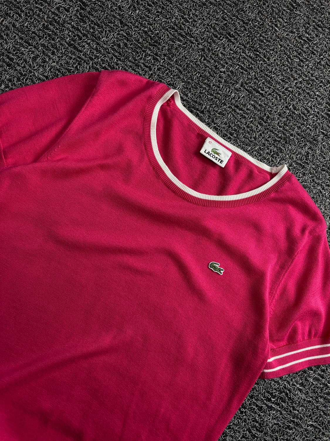 라코스테 우먼스 자수로고 반팔 니트 핑크 4210 상품이미지3