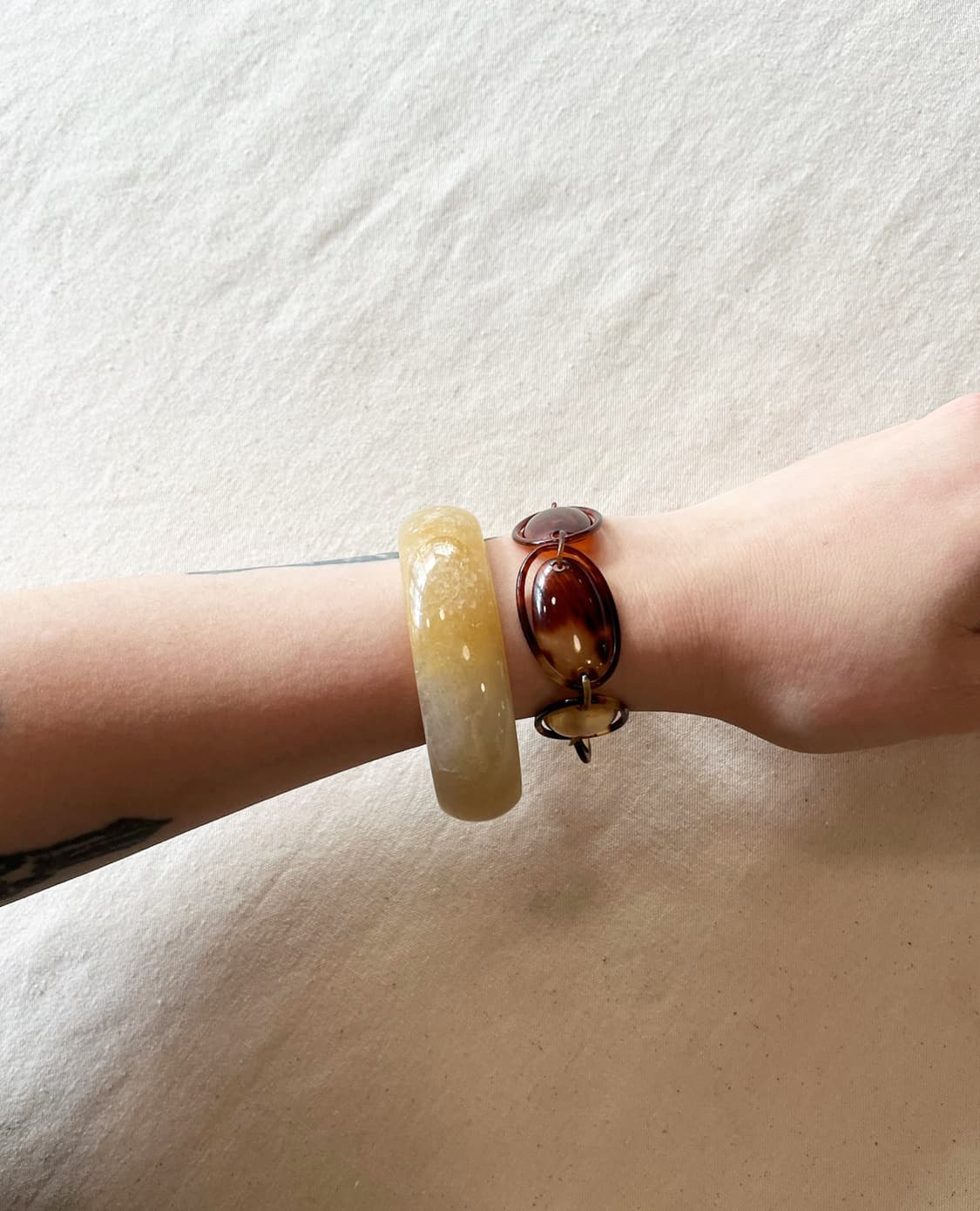 VINTAGE beige stone bangle 상품이미지4