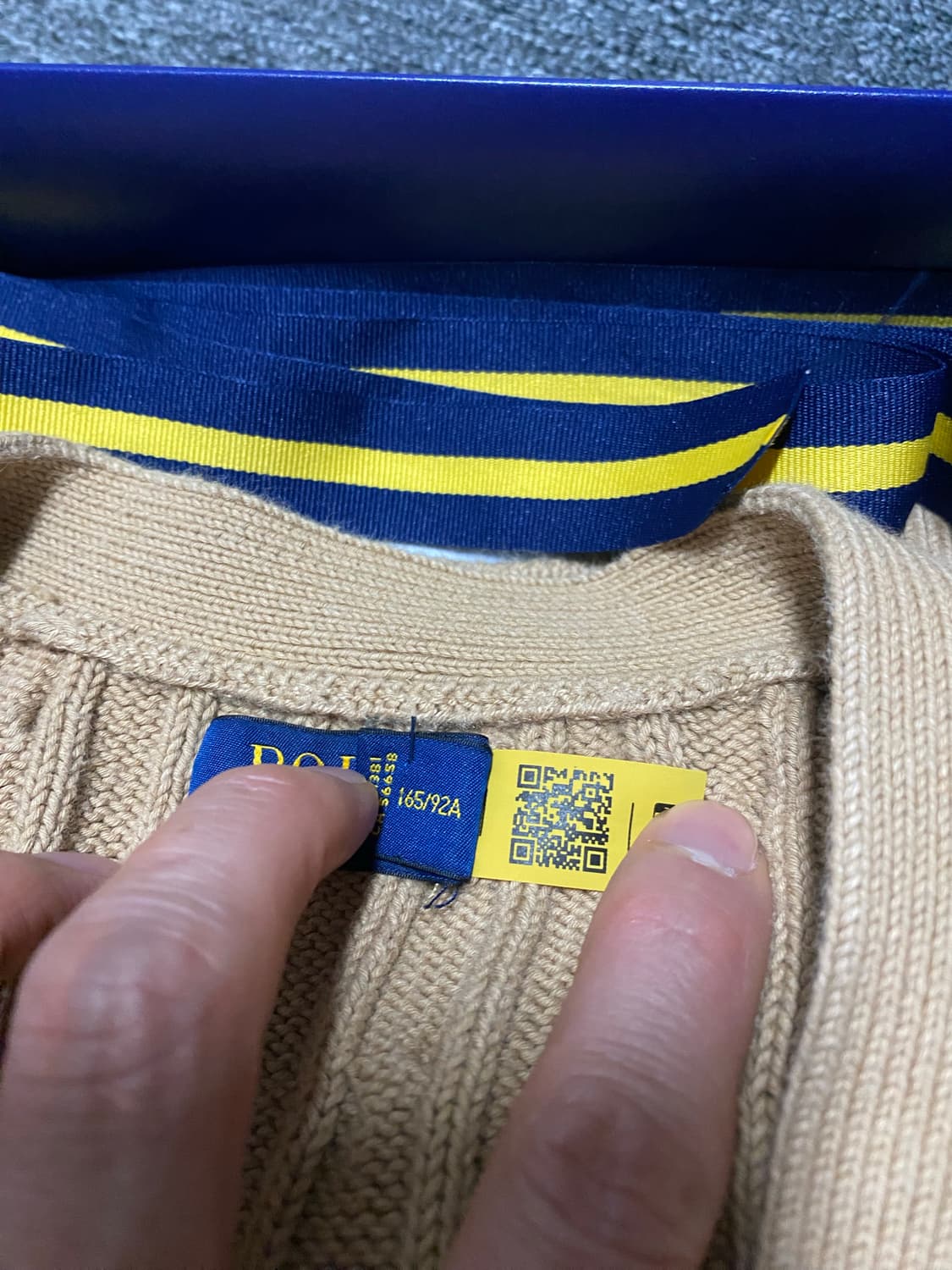 정품 최신형 QR택 폴로 케이블 코튼 가디건 니트 상품이미지4