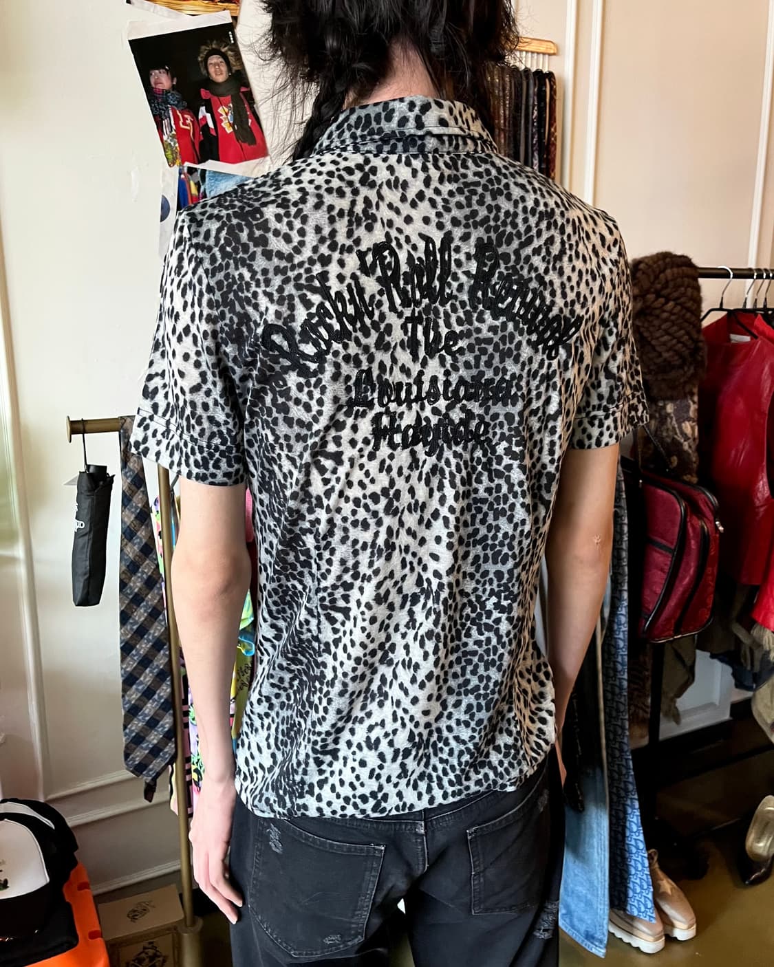NO ID Stitch Lettering 1/2 Leopard Shirt 상품이미지2