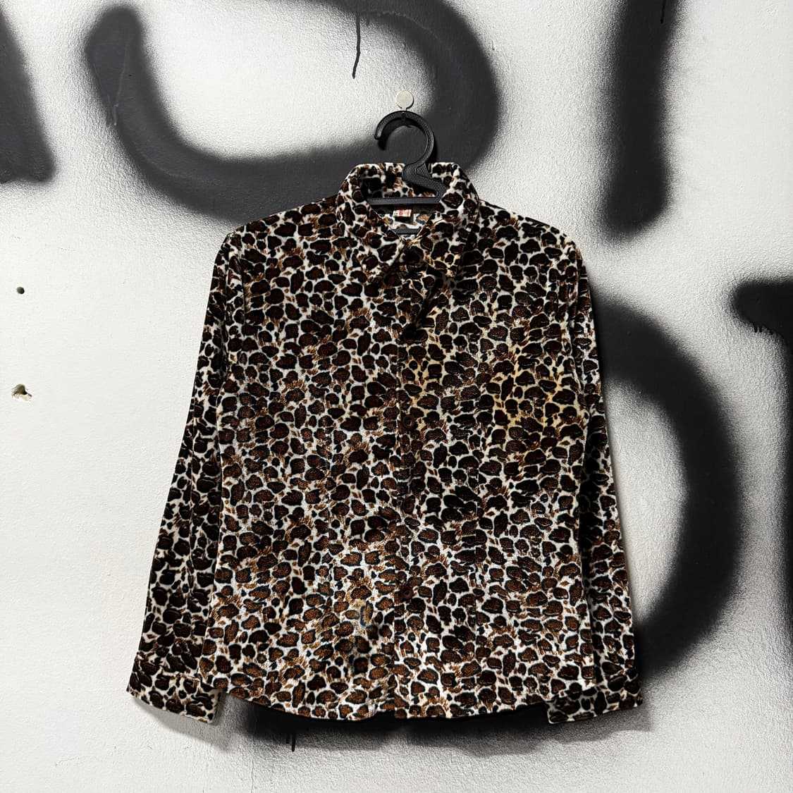 VTG 빈티지 레오파드 패턴 벨벳 셔츠 탑 상품이미지1