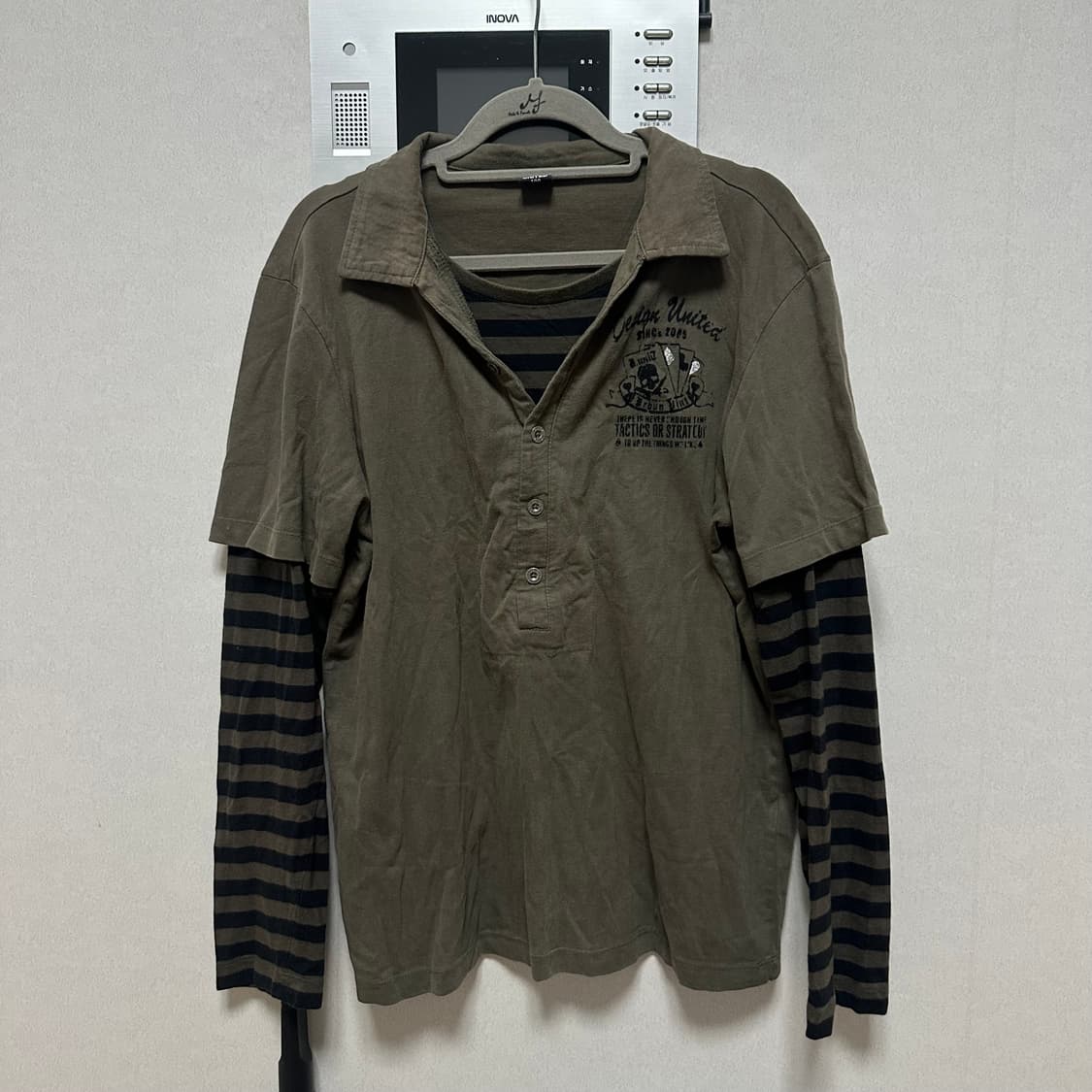 스트라이프 레이어드 롱슬리브 상품이미지1