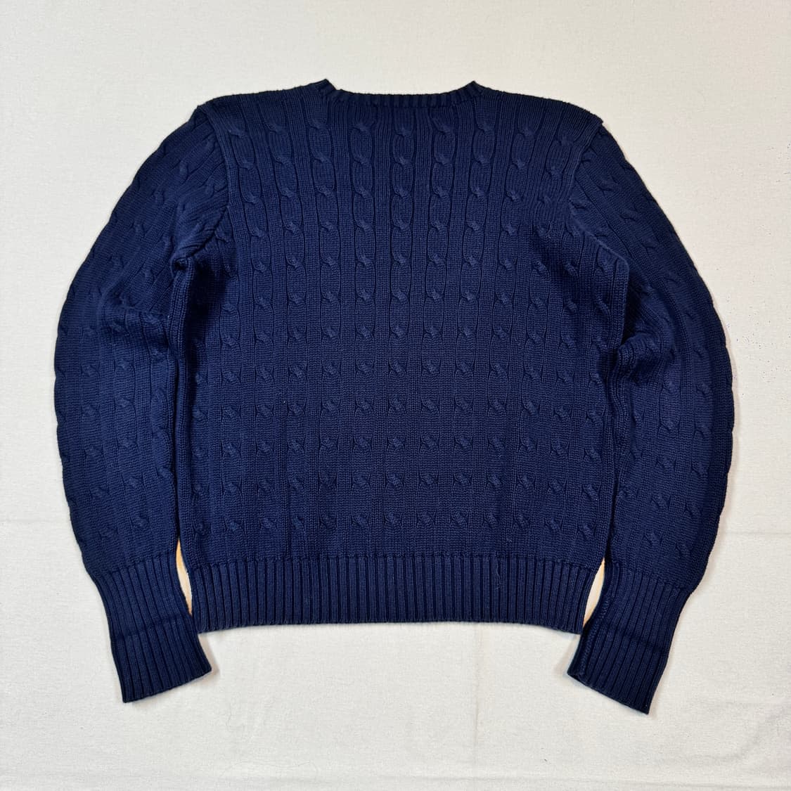 M) 폴로 랄프로렌 코튼 케이블 꽈배기 라운드넥 니트 네이비 상품이미지5