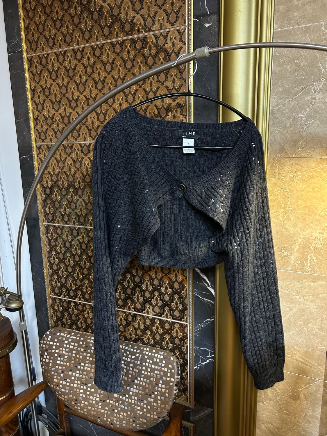 한섬 타임 딥그레이 울 크롭 가디건(Free) 상품이미지2