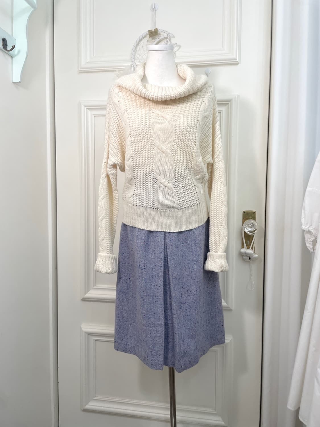 blueberry tweed wool pleats skirt 상품이미지5