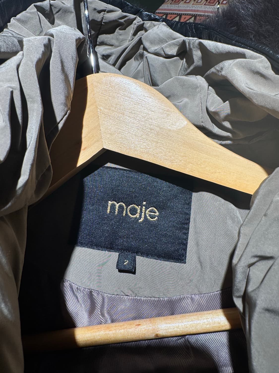 마쥬 maje 후드 덕다운 소가죽 배색 푸퍼 패딩 M 상품이미지7