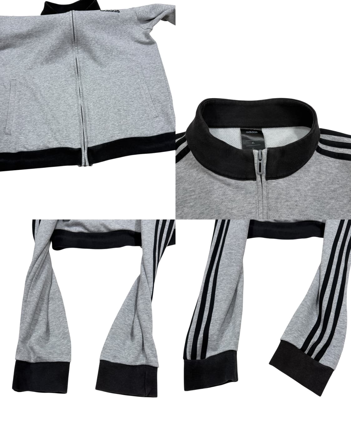 아디다스 빈티지 리니어로고 그레이 회검 코튼 면져지 집업 자켓 XL 상품이미지7