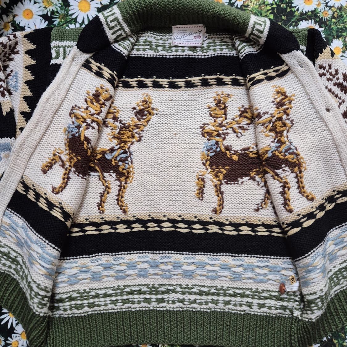 craft manly 사슴 패턴 일본 코위찬 니트 가디건 성인M 상품이미지4