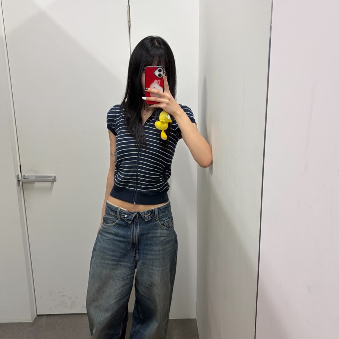 쥬시꾸뛰르 스트라이프 반팔 후드집업 상품이미지3