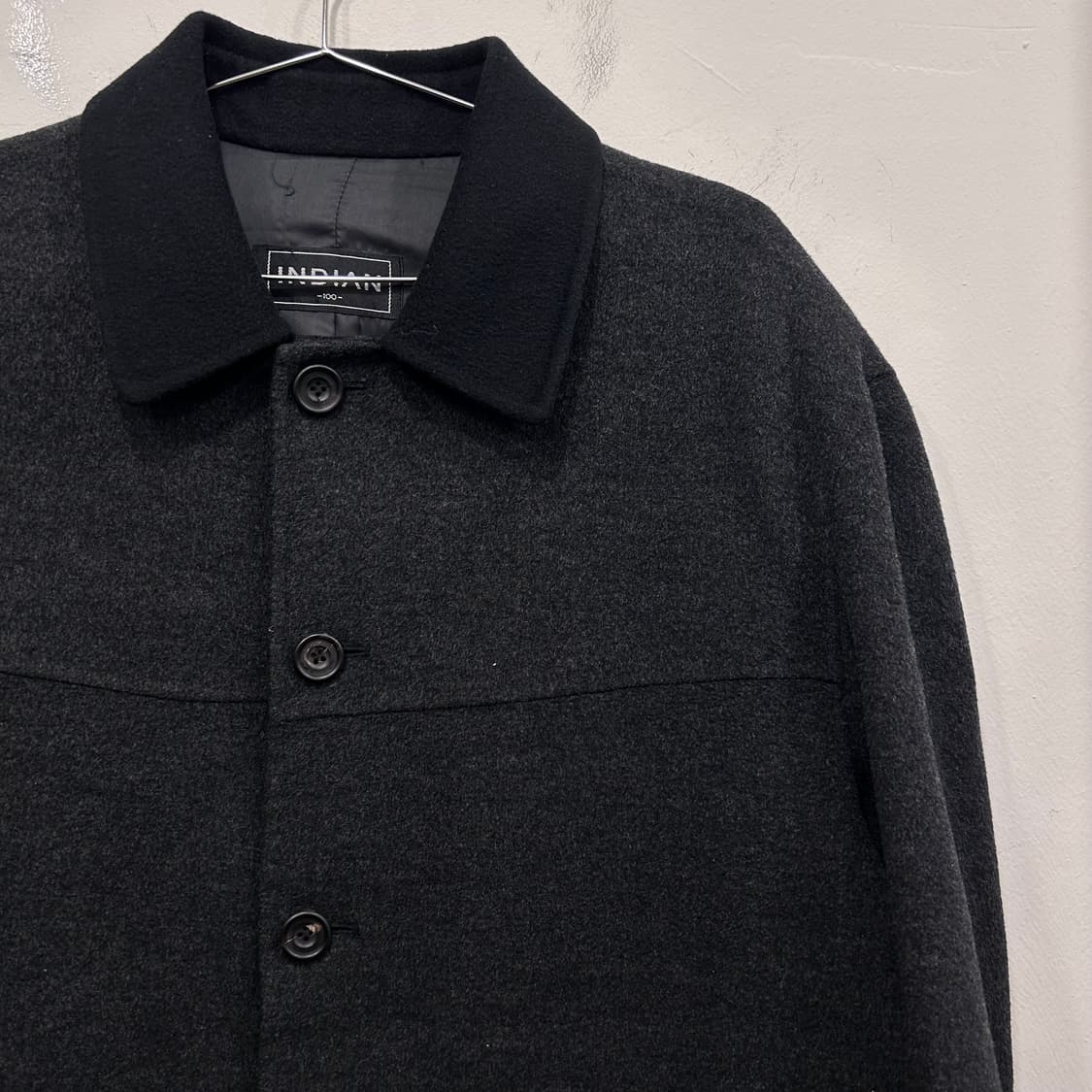 인디안 옴므 울 배색카라 하프 코트 상품이미지1