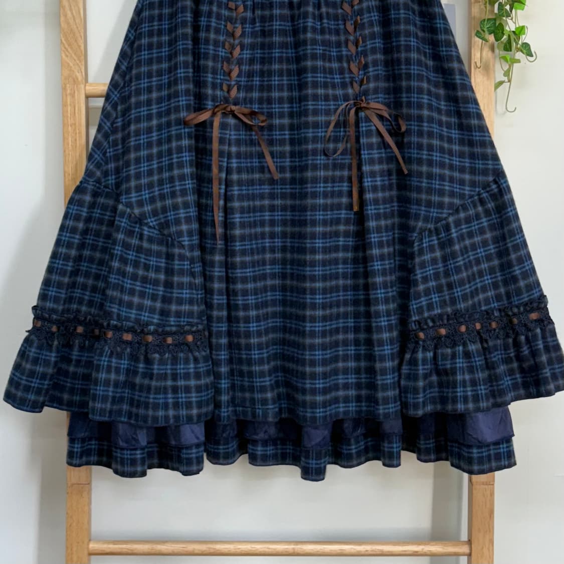 JPN/ 모리걸캉캉스커트 겨울치마 레이스업스커트 체크스커트 상품이미지3