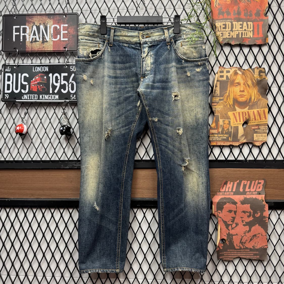00s 돌체앤가바나 디스트로이드 데님 팬츠 워싱 중청 상품이미지1