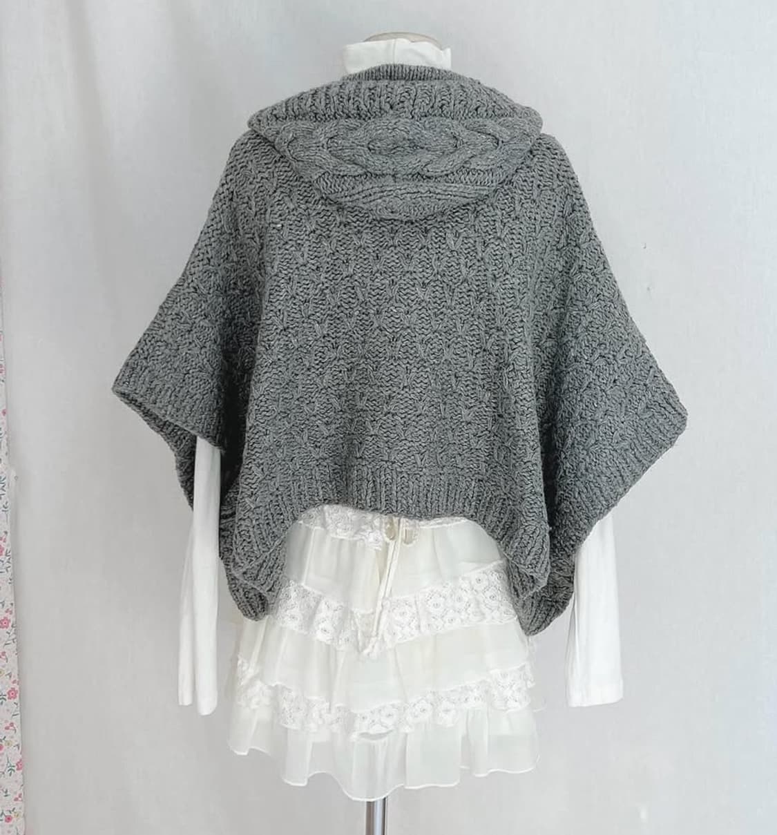 회색 니트 케이프 상품이미지2