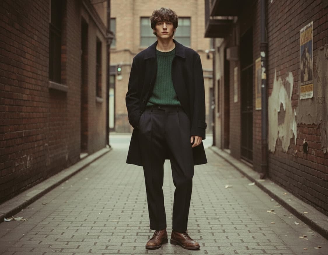 올렉 카시니 캐시미어100% 빈티지 블랙 하프 코트 상품이미지1