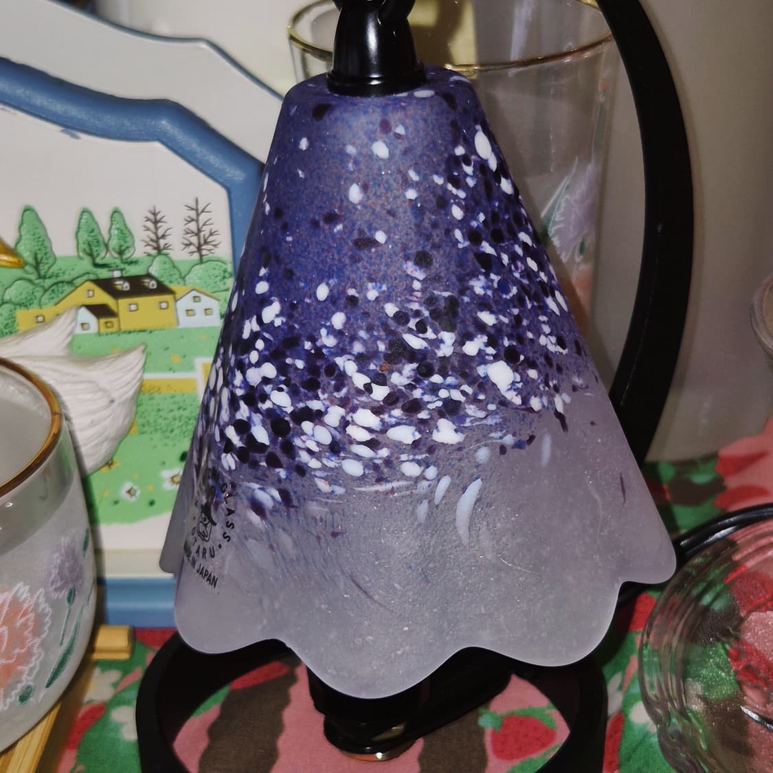 90s 오타루 불투명 마블 글라스 호롱 램프 상품이미지8