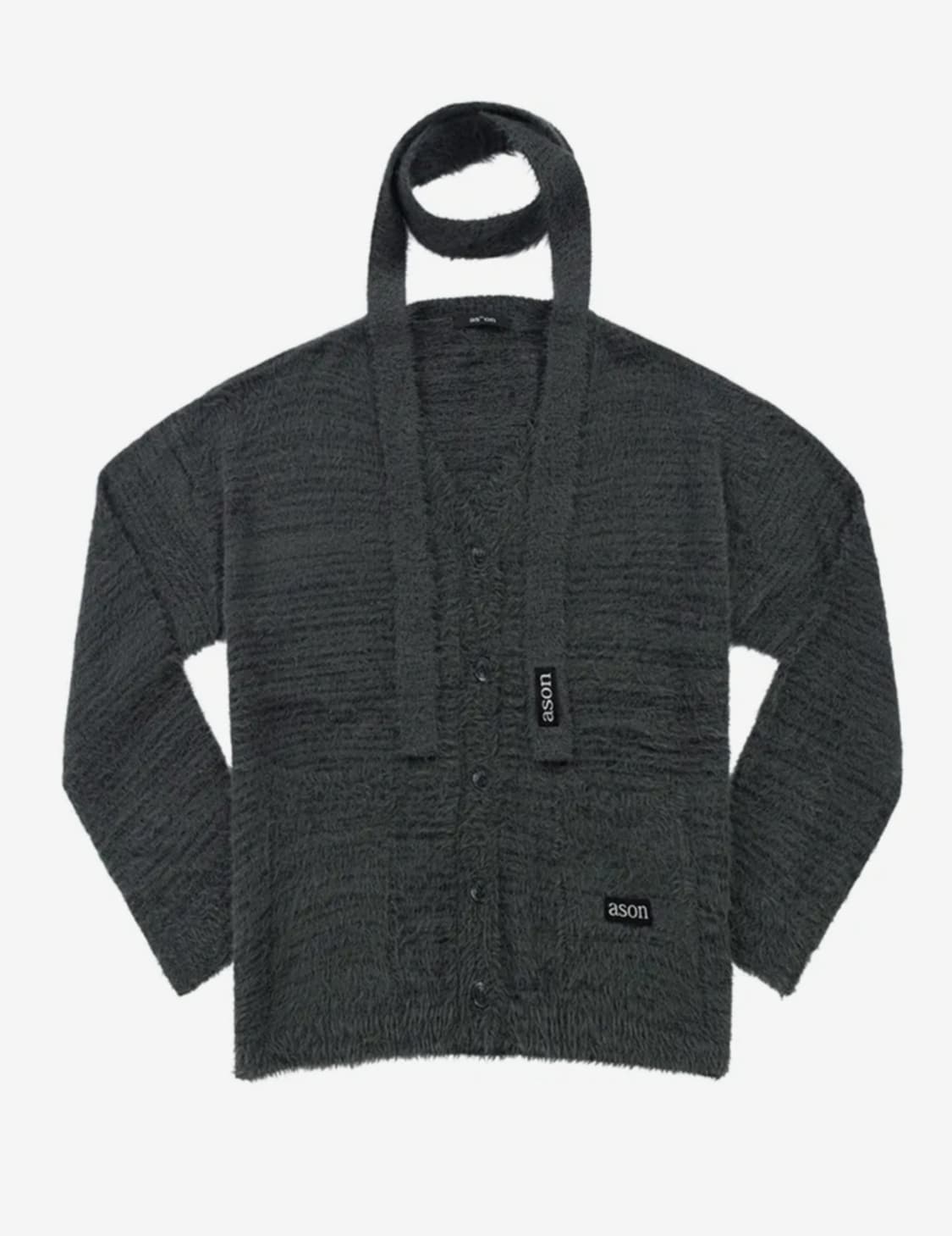 애즈온 LUCA TIE CARDIGAN CHARCOAL 상품이미지2