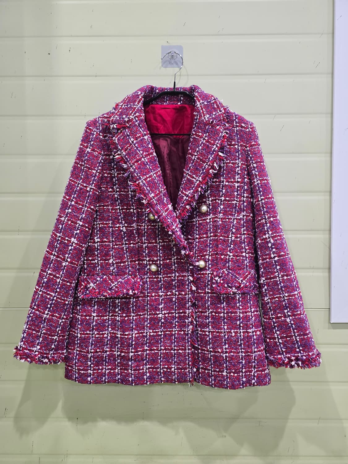 트위드 체크 더블 버튼 자켓 상품이미지1