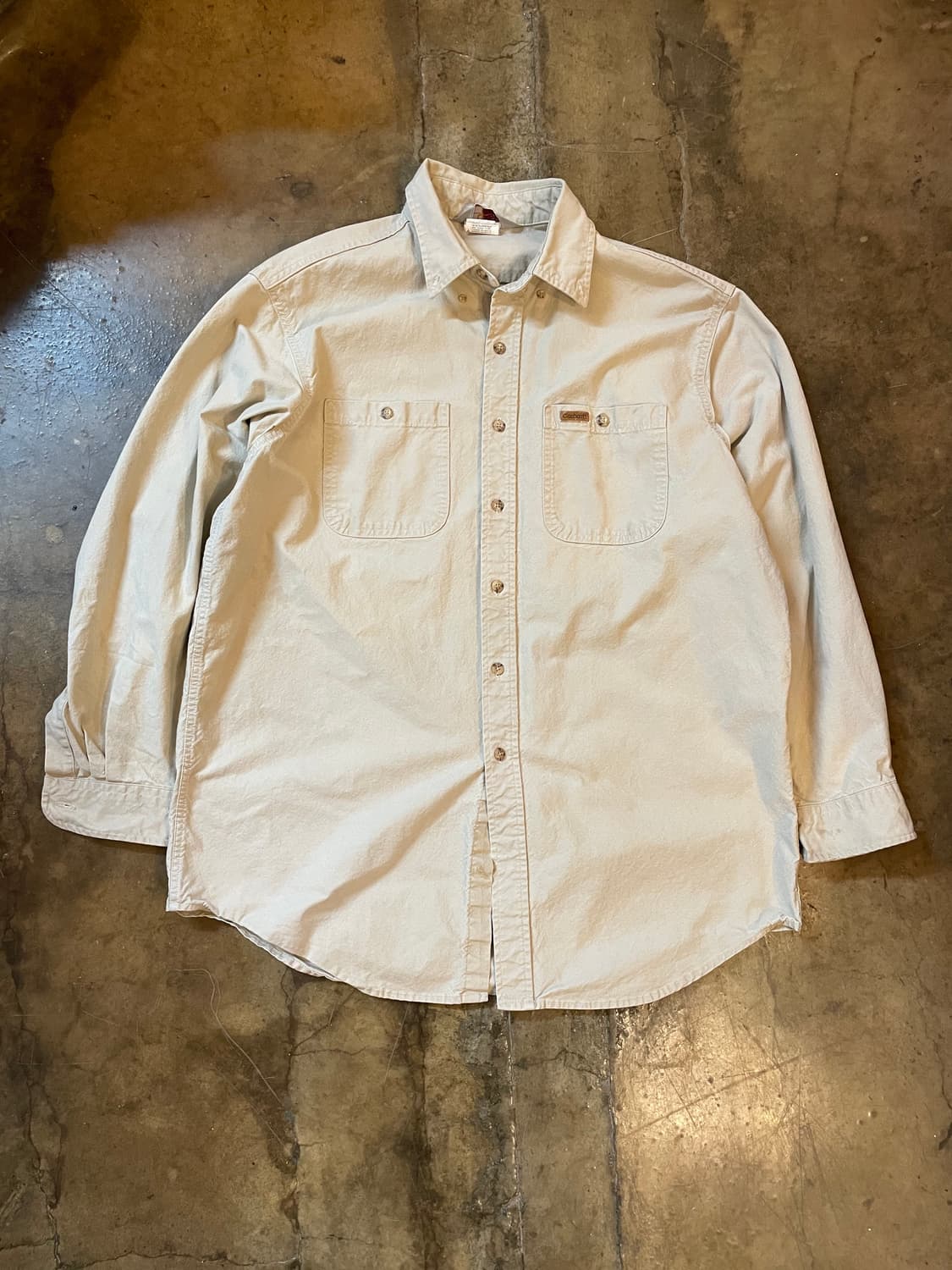 칼하트 레더 패치 워크 셔츠 연베이지 상품이미지1