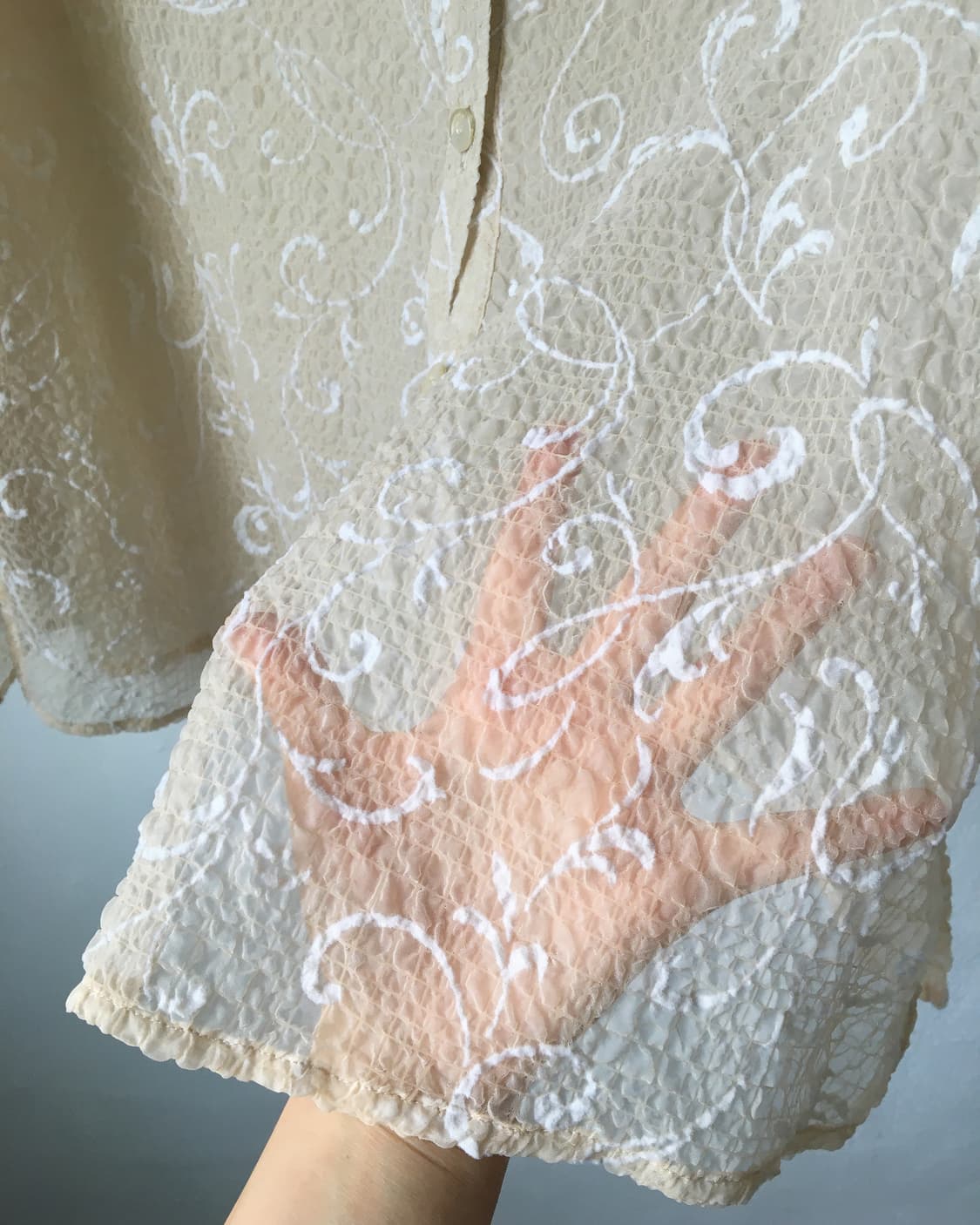 Ornament pattern see through shirt 상품이미지4