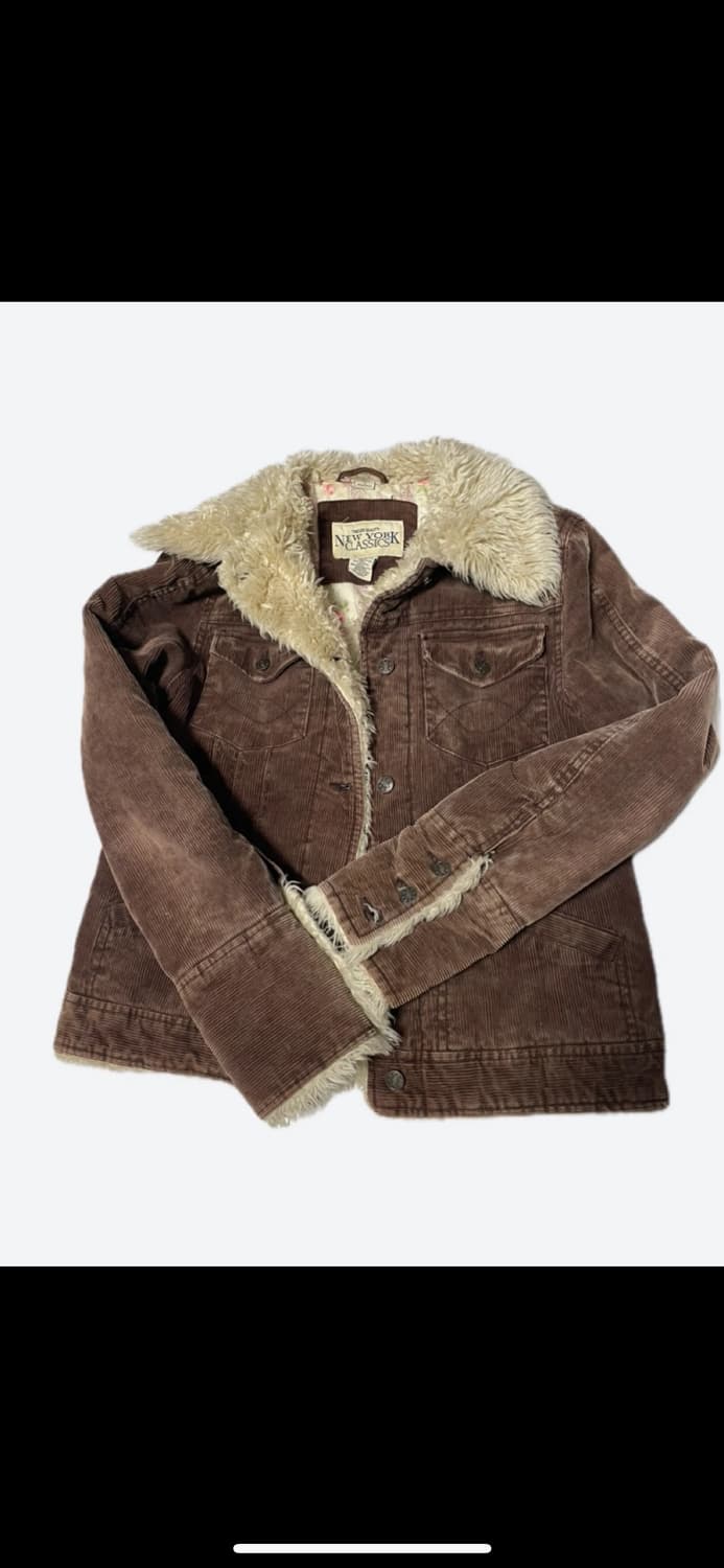 코듀로이 골덴 퍼 자켓 브라운 갈색 상품이미지1