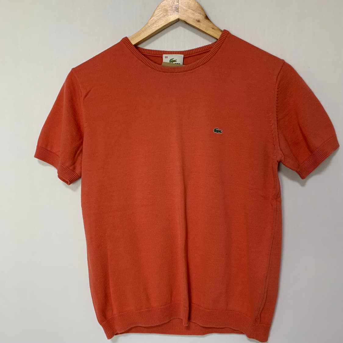 라코스테 빈티지 반팔 니트 코랄 100사이즈 여성 세미크롭 상품이미지2