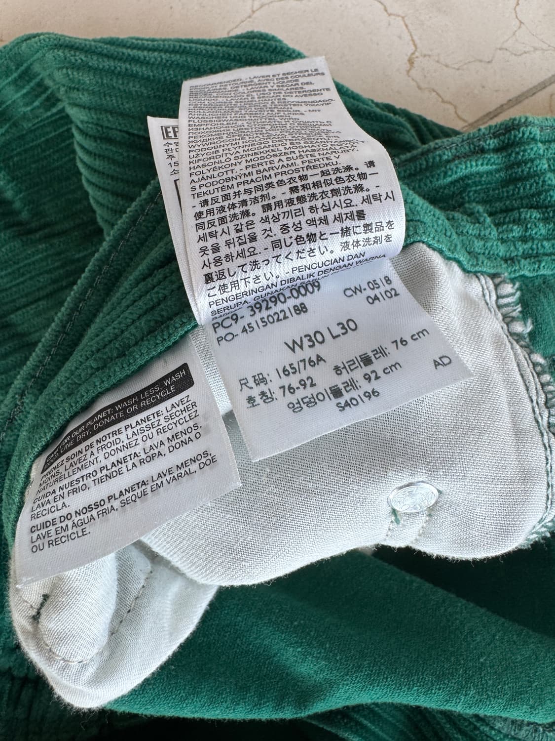 빈티지 리바이스 실버텝 코듀로이 팬츠 그린 사이즈 30 상품이미지4