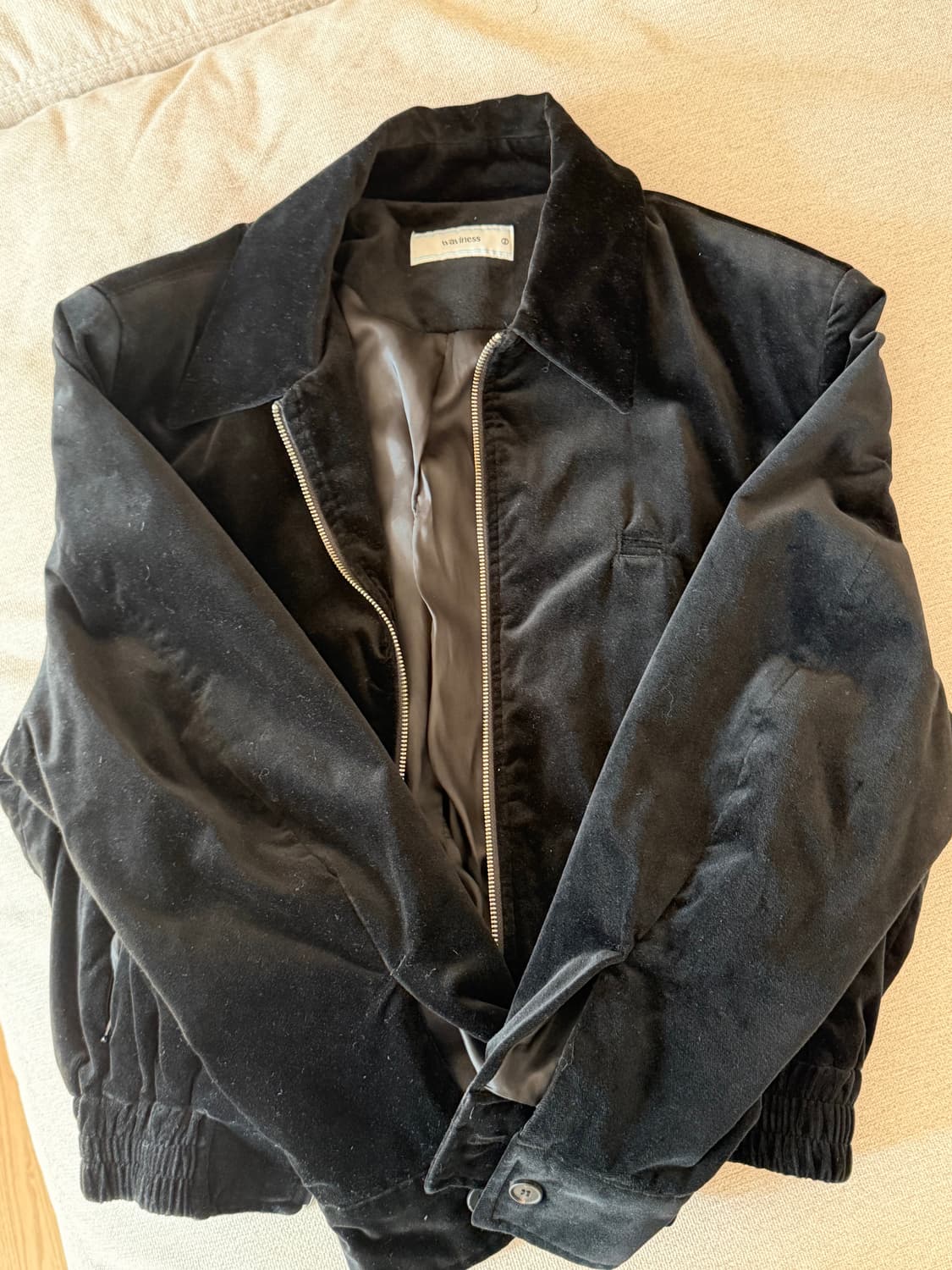 [2] Waviness 웨이비니스 25ss 벨벳 옥스포드 블루종 블랙 상품이미지3