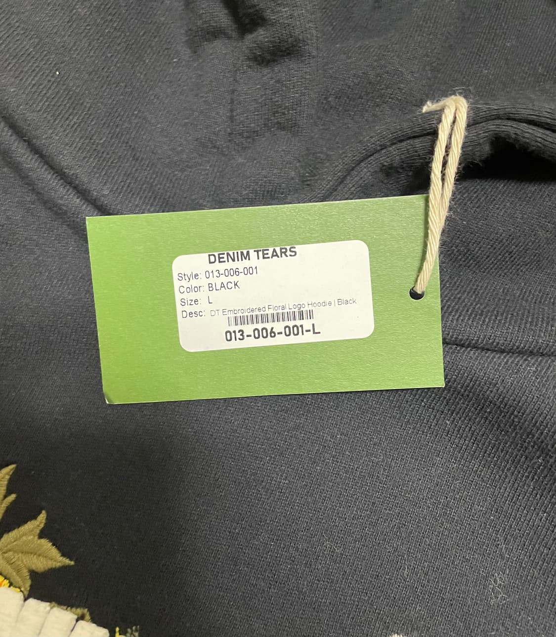 데님티어스 자수 플로럴 후드 블랙 l 상품이미지4