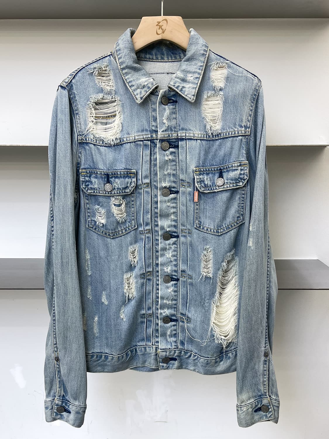 Moussy 크러쉬 데미지 데님 자켓 상품이미지3