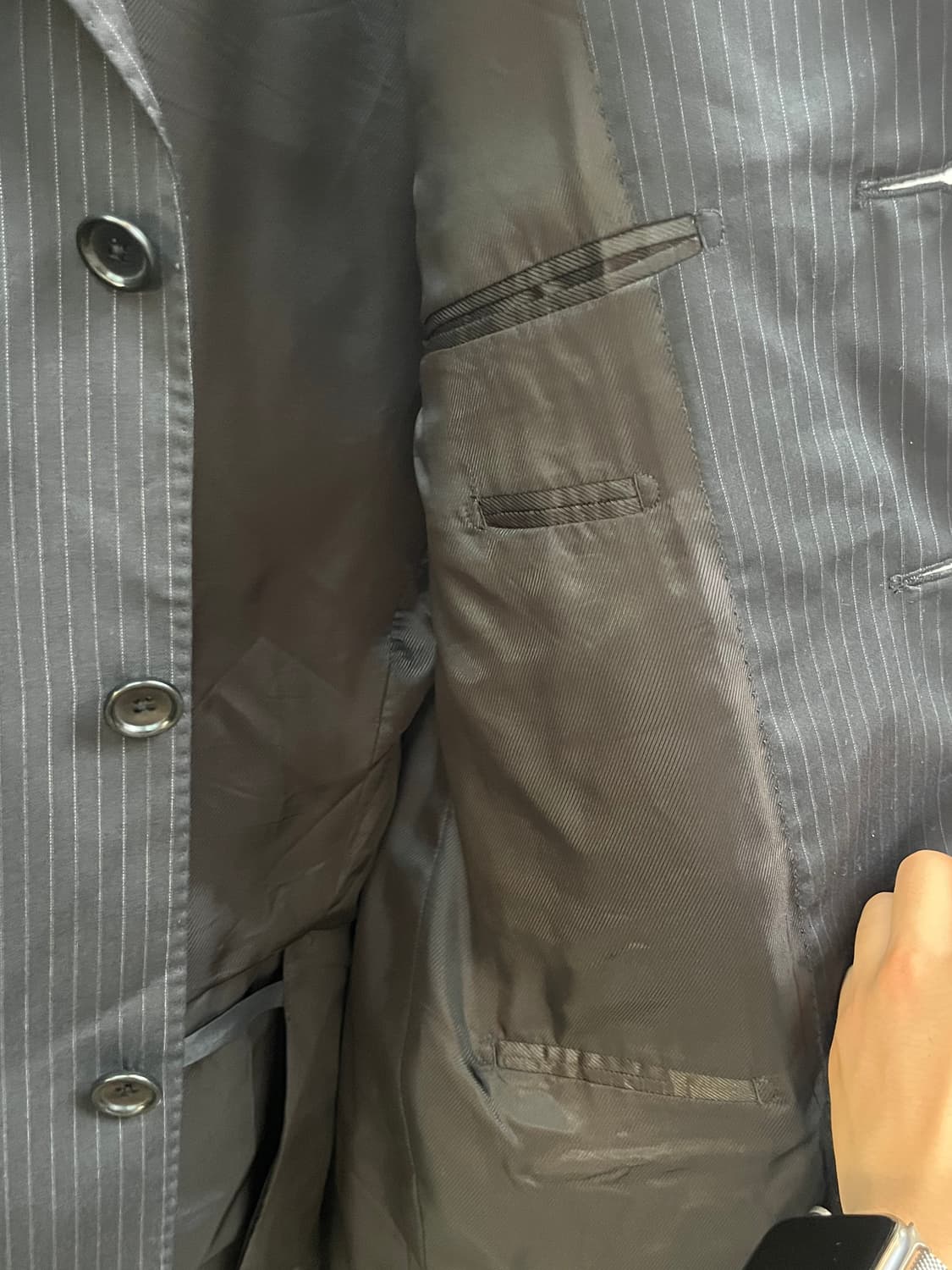 Zegna 블랙 남성 스트라이프 블레이저 42 상품이미지7