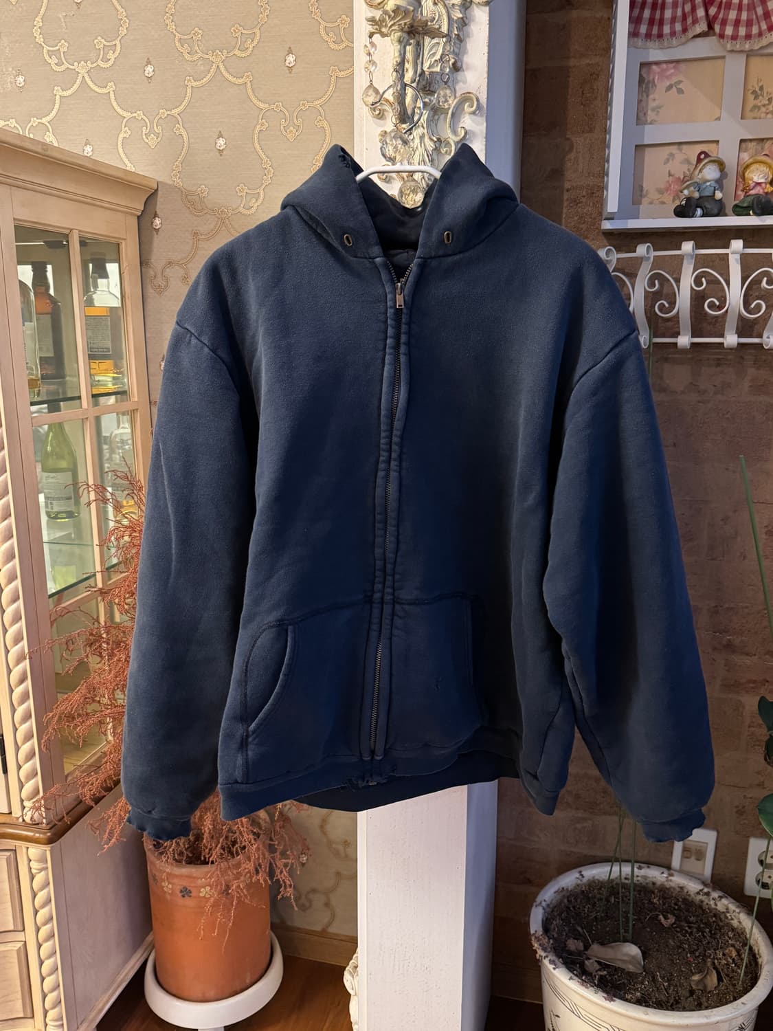 아프레쎄 25AW 빈티지 후드 집업 네이비 상품이미지2