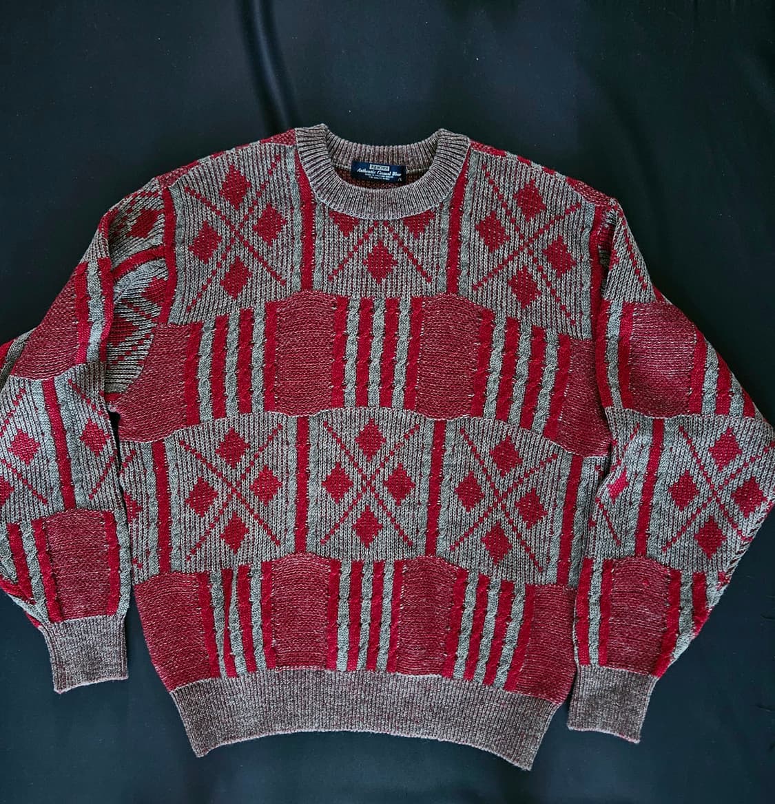 재팬 빈티지 레드 패턴 니트 상품이미지1