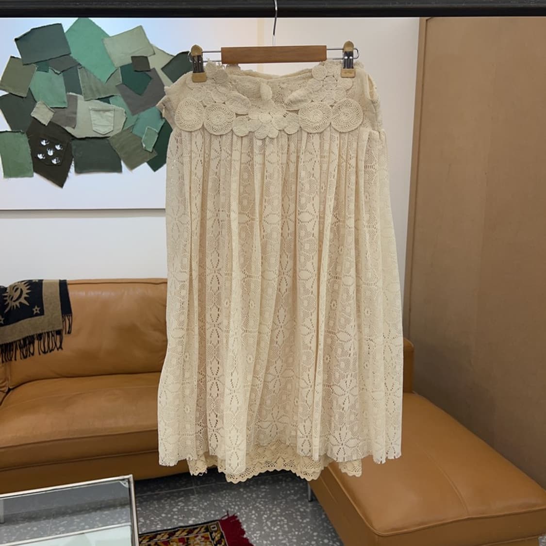 빈티지 레이스 미디스커트 레이어드 치마 32인치 C04406  상품이미지1