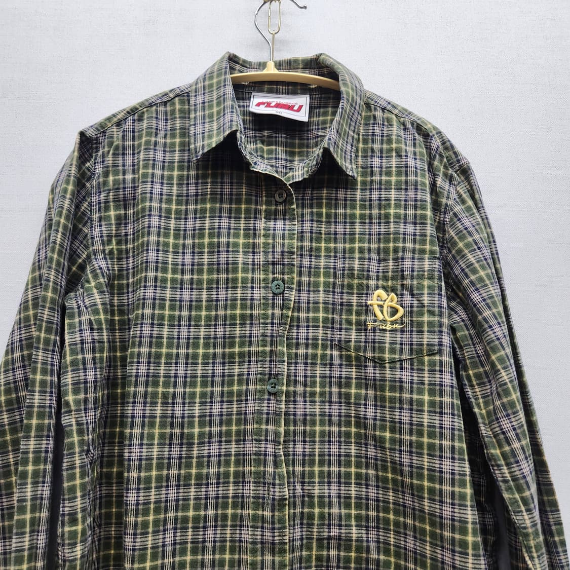 FUBU 푸부 원포켓 로고 체크 크롭셔츠 90(M) 상품이미지2
