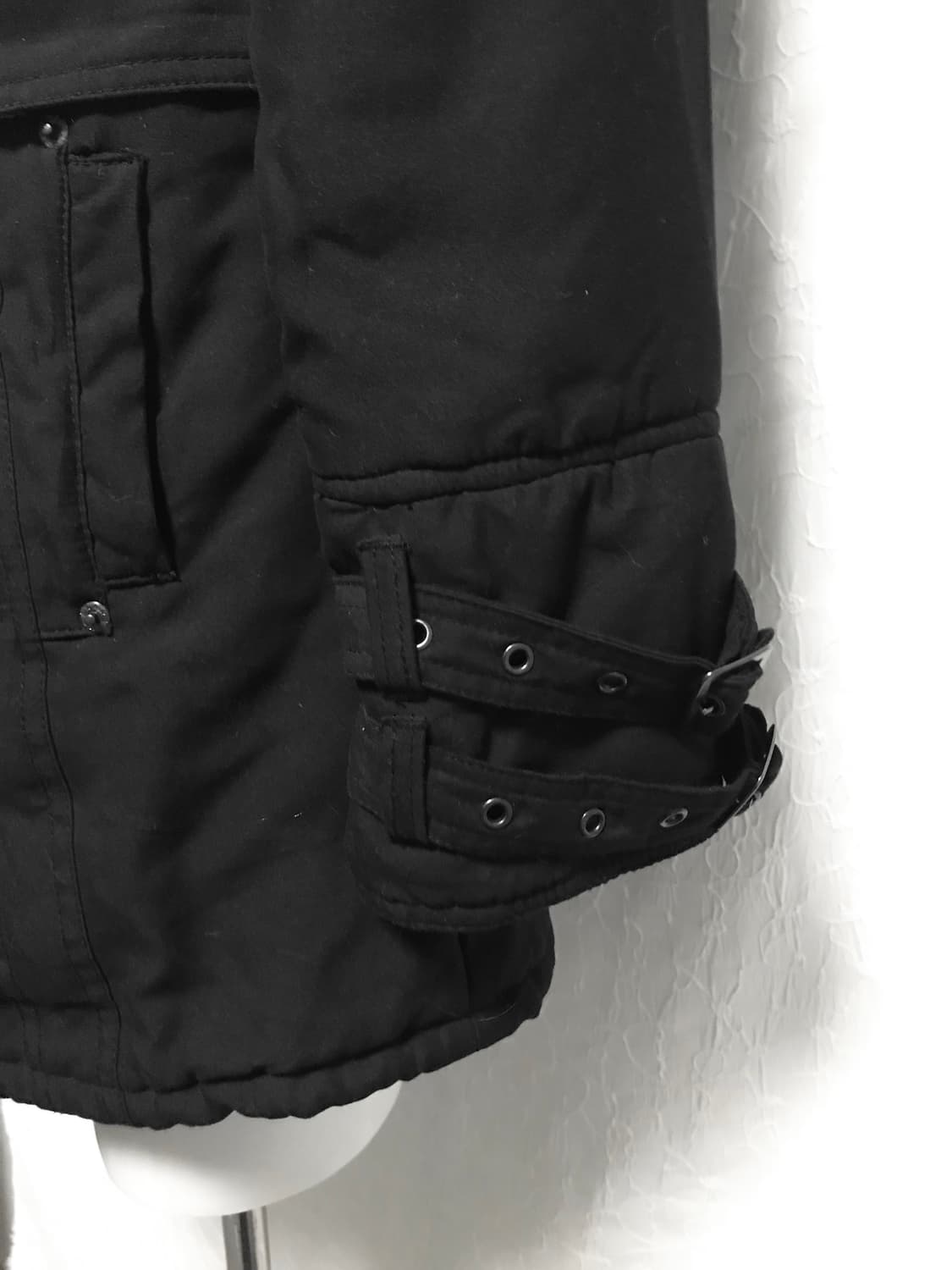 빈티지 펑크 벨트 디테일 후드 버튼 자켓 상품이미지6