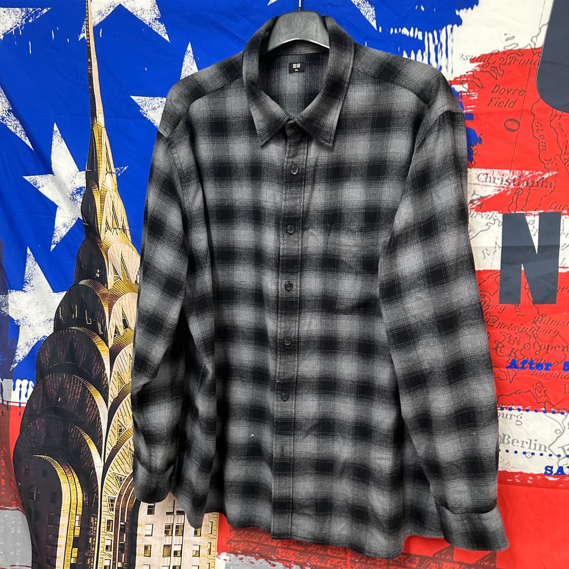 유니클로 일본판 플로란넬 오버핏 체크기모셔츠 3XL 상품이미지2