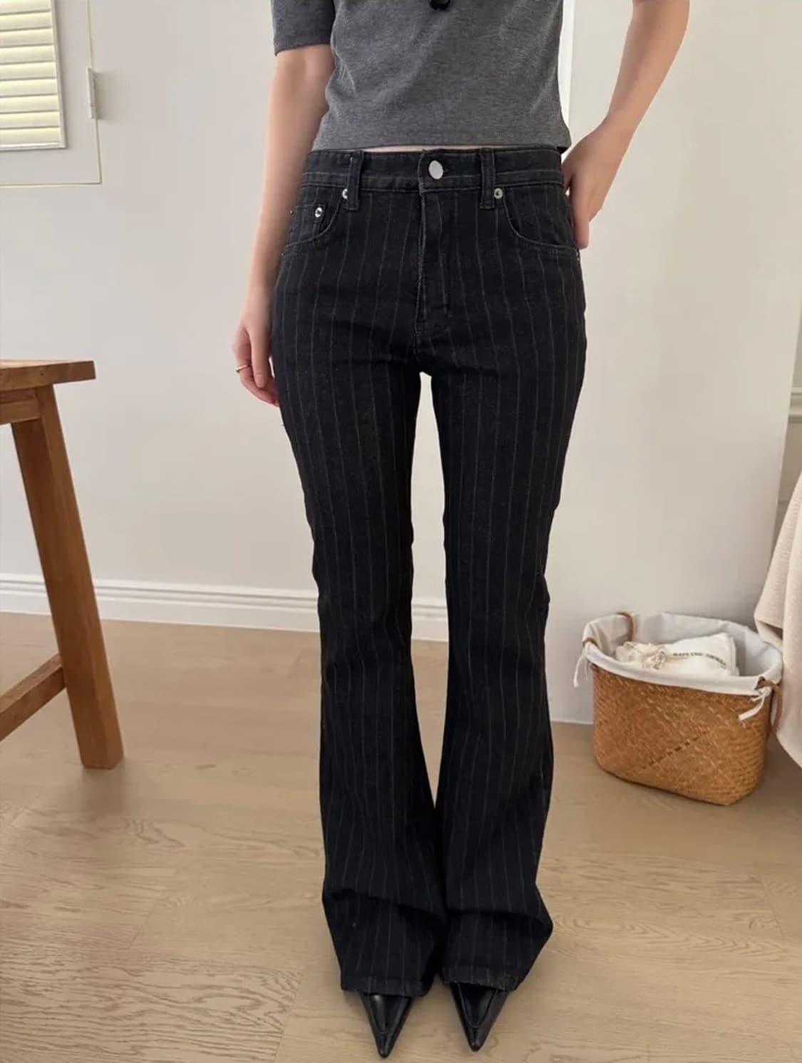 스트라이프 부츠컷 팬츠 M 상품이미지1