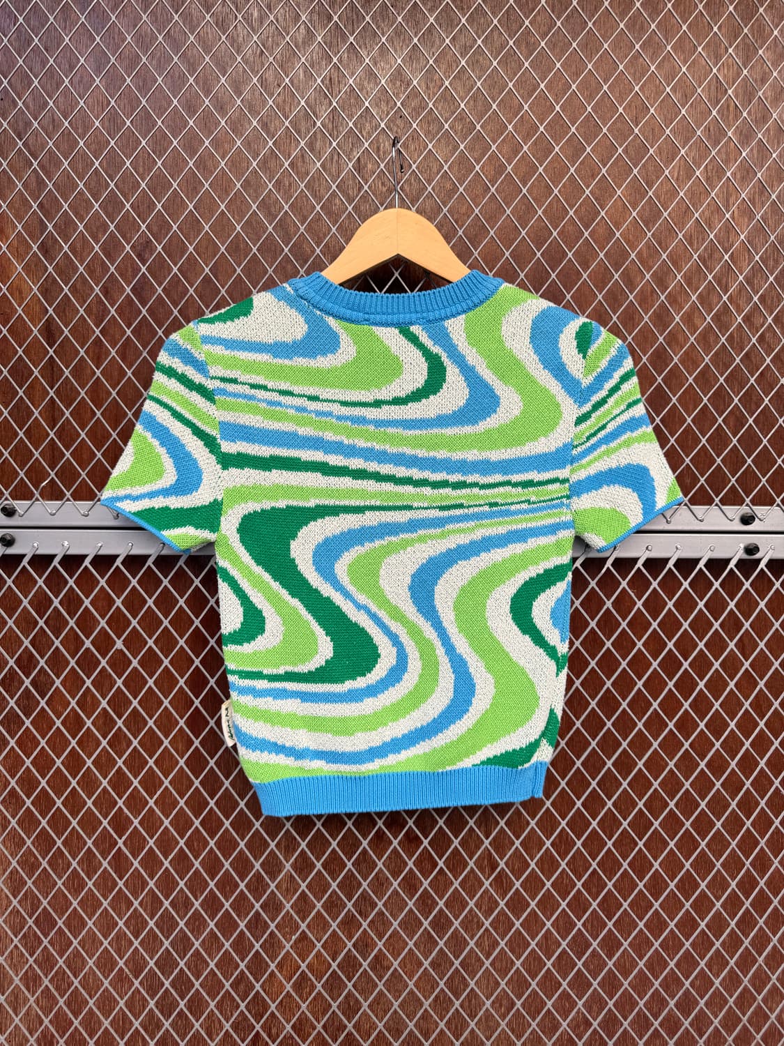 앤더슨벨 패턴 크롭 델라 자카드 반팔 니트 탑 XS 상품이미지7