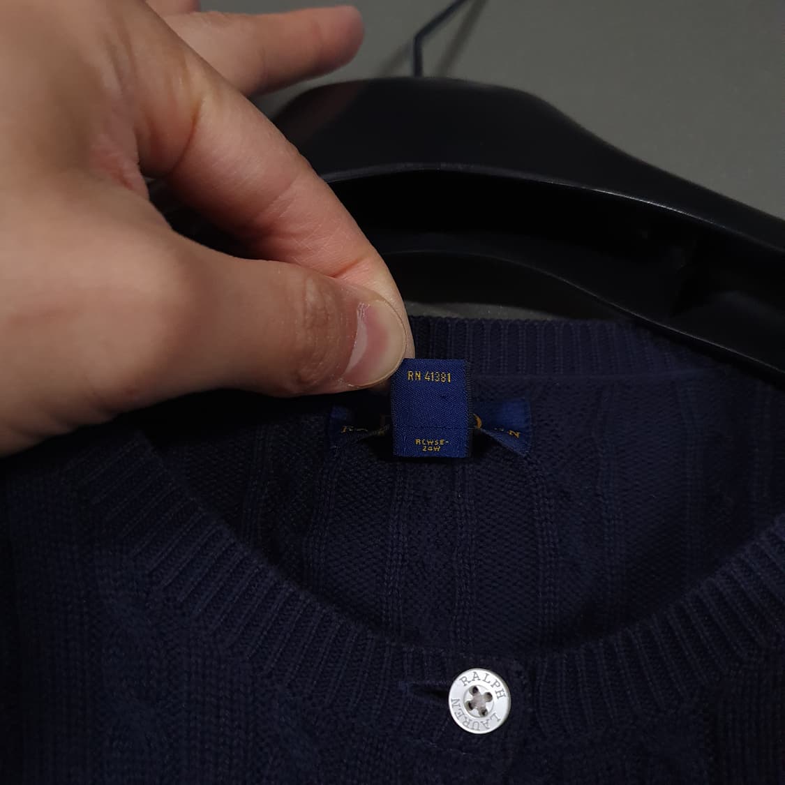 여성) 폴로 랄프로렌 신형 걸즈 포니 케이블 니트 꽈배기 가디건 네이비 상품이미지6