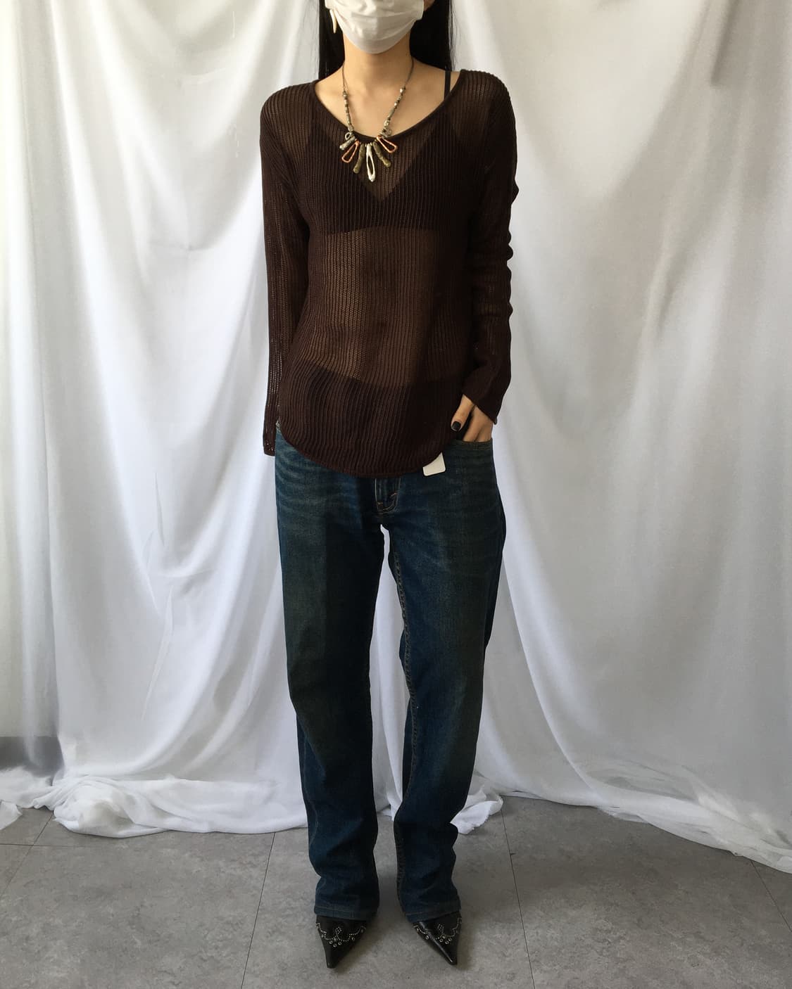 Brown punching knit 상품이미지1