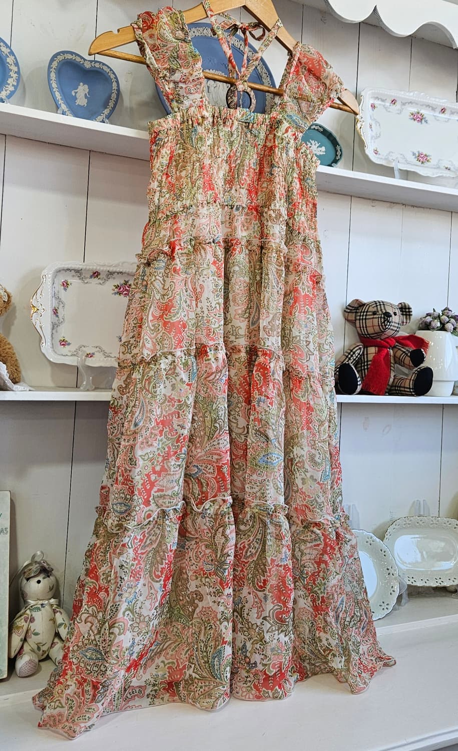 페이즐리 쉬폰 티어드 원피스 상품이미지3