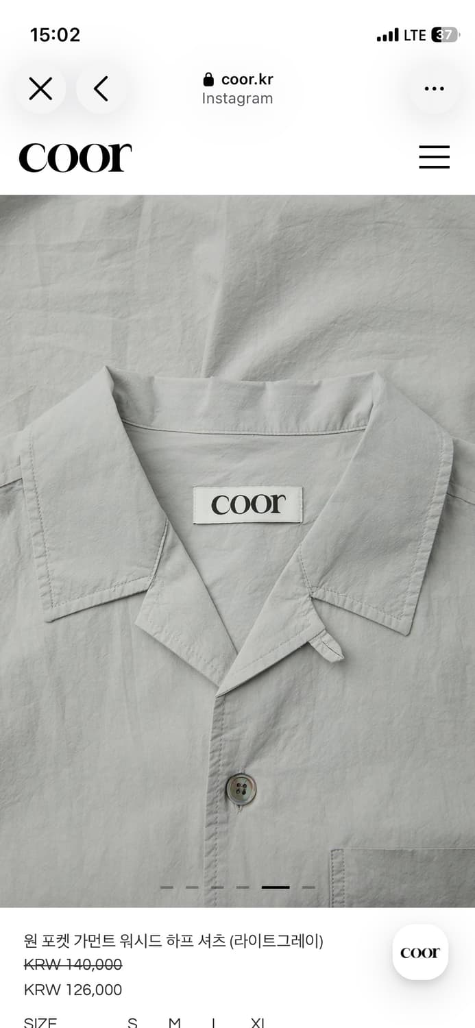 coor 쿠어 원 포켓 가먼트 워시드 하프셔츠  상품이미지3